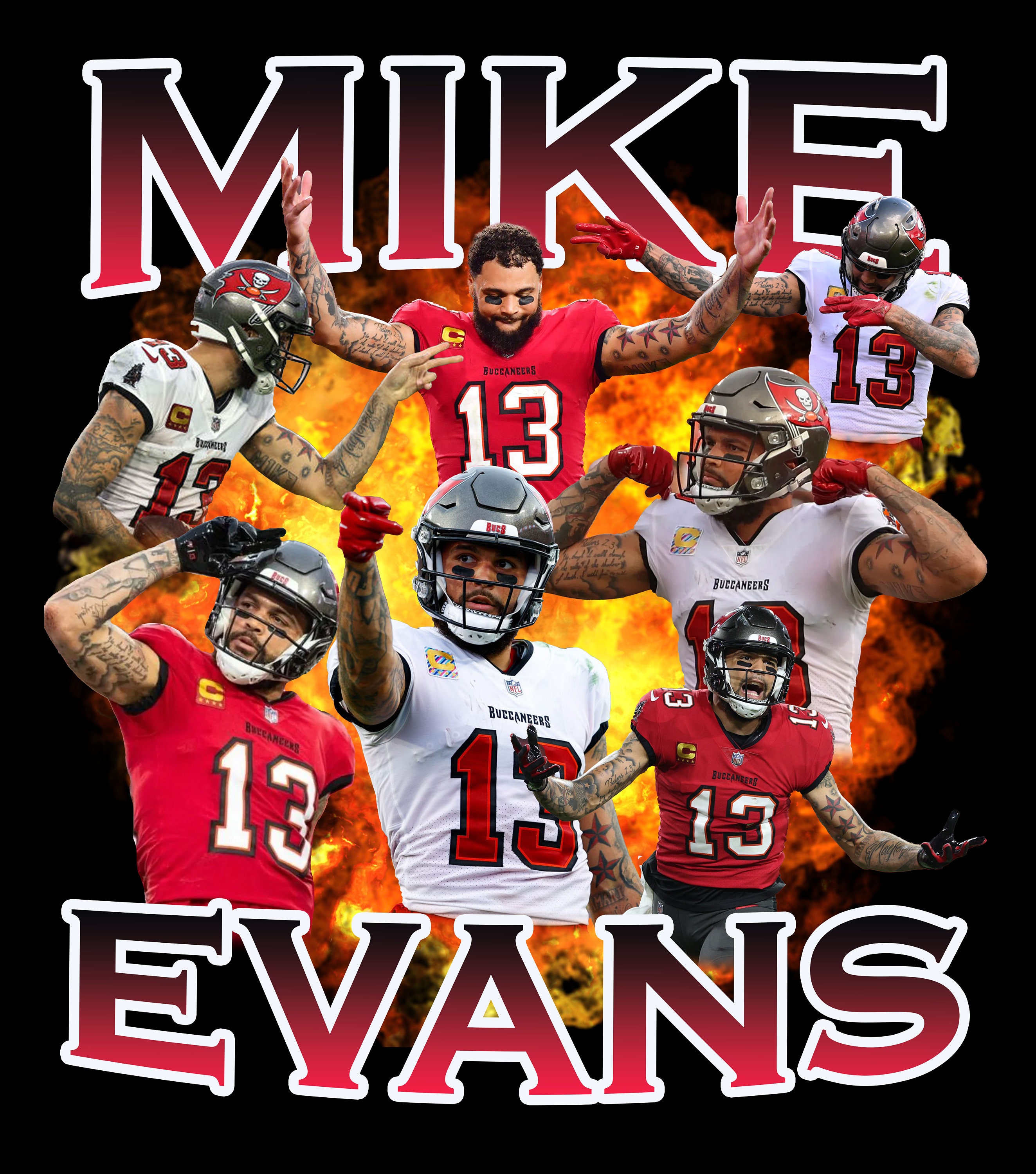 Mike Evans| T-Shirt PNG | Bootleg T-Shirt PNG | Printable Bootleg T-Shirt Design | Football | Instant Download and Ready To Print