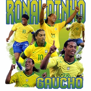 Ronaldinho | T-Shirt PNG | Bootleg T-Shirt PNG | Druckbare Bootleg T-Shirt Design | Fußball | Sofortiger Download und fertig zum Drucken