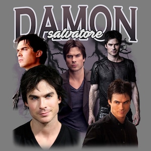 Limited Damon Salvatore Shirt Png. PNG Digital 4500x5100 px. Retro, 90s Vintage, Bootleg Tee. Instant Download And Ready To Print.