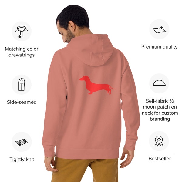 Unisex hoodie with dachshund