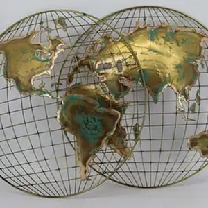 Curtis Jere, The Hemisphere, wall art, metal sculpture, mid century,signed 1983, pair