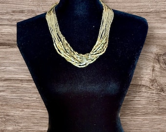 Chico’s branded gold tone, multi strand, vintage necklace