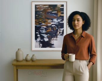 Reflexos na água, abstrato contemporâneo e melancólico para download, impressão de parede moderna
