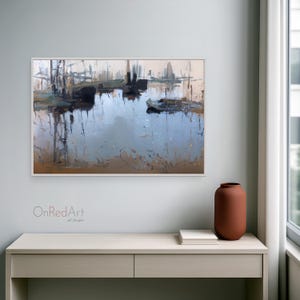 Impressão artística de paisagem enevoada: pintura abstrata à beira-mar (download digital) imagem 5