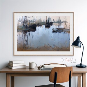 Impressão artística de paisagem enevoada: pintura abstrata à beira-mar (download digital) imagem 6