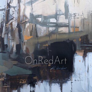 Impressão artística de paisagem enevoada: pintura abstrata à beira-mar (download digital) imagem 2