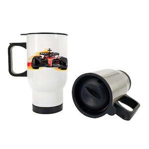 Formula 1 Ferrari F1 travel tumbler with lid: Lewis Hamilton and Charles Leclerc - Ferrari F1 merch