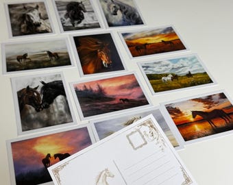 Original Horse Artwork Greeting Cards - A6 Set of 12
