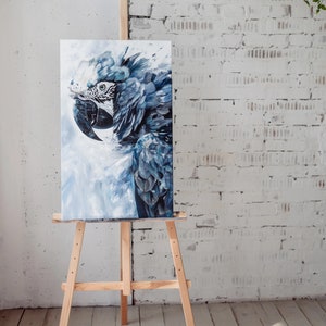 Original Macaw Oil Painting: Parrot Art, Wall Decor (31.5x19.6 inches)