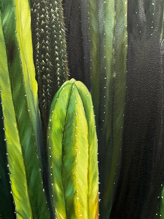 Original Kaktus lgemlde: Grne Botanische Kunst (60x90cm) - Etsy.de