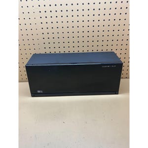 May include: A rectangular black Laserline storage case for compact discs. The front panel features a small white CD logo in the bottom left corner and the brand name Laserline printed in white text on the upper right side of the unit.