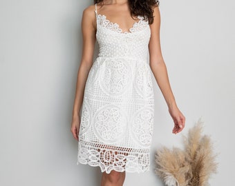 Robe d’été blanche pour femmes, robe transparente au design minimaliste, robe midi en dentelle d’été, robe maxi blanche, robe dos nu, cadeau pour elle