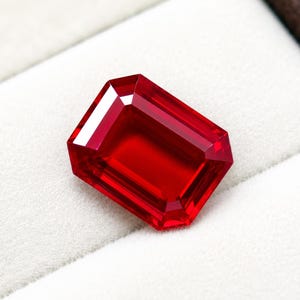 Emerald Cut Red Ruby Gemstone, Vivid Faceted Loose Ruby, Octagon Cut Jewelry Stone for Ring, Pendant or Collector Gift