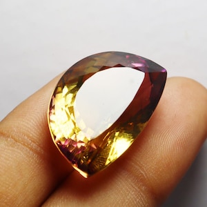 Natural Bi Color Ametrine Fancy Cut Gemstones Rings Size 35.80CT Gems 24X17X13MM Faceted Loose Crystal Gemstones Jewelry Making From Bolivia