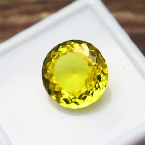 Zaffiro giallo naturale a taglio rotondo da 16,55 ct, 16x16x7 mm, sfuso, sfaccettato, pietre preziose di cristallo per gioielli e orecchini ad anello