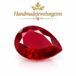Naturlig röd rubin, päronslipad ädelsten, 6 karat Burma-ursprung, juli-födelsesten (13x9x6mm)