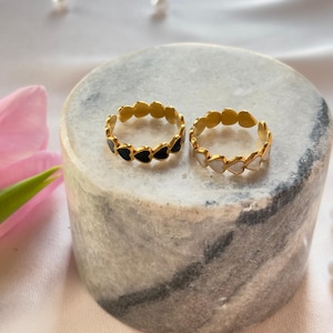 Enamel Heart Adjustable Ring, Shiny Gold Waterproof Ring, Dainty Hypoallergenic ring, Cute Fashion Ring, Birthday Gift for Her, Stylish Gift