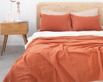 4-lagige Musselin-Decke, weiche Tagesdecke aus türkischer Baumwolle, Boho-Musselin-Bettdecke, Crinkle-Qualitäts-Decke, gemütliche Sofadecke