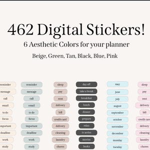 Aesthetic, Minimalist Stickers for GoodNotes | Planner Stickers | Pre-Cropped PNG Stickers | Journal Stickers | Digital Stickers | Organize