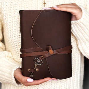 Carnet de croquis en cuir personnalisé, carnet de notes en cuir, journal fait main, bordure décorative en papier, cadeau pour maman, cadeaux de fête des pères en papier fait main