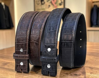 Handmade Personalized Crocodile Embossed Genuine Leather Belt Strap Classic Dress Belt Quick Change Buckle Strap Only Christmas Gift