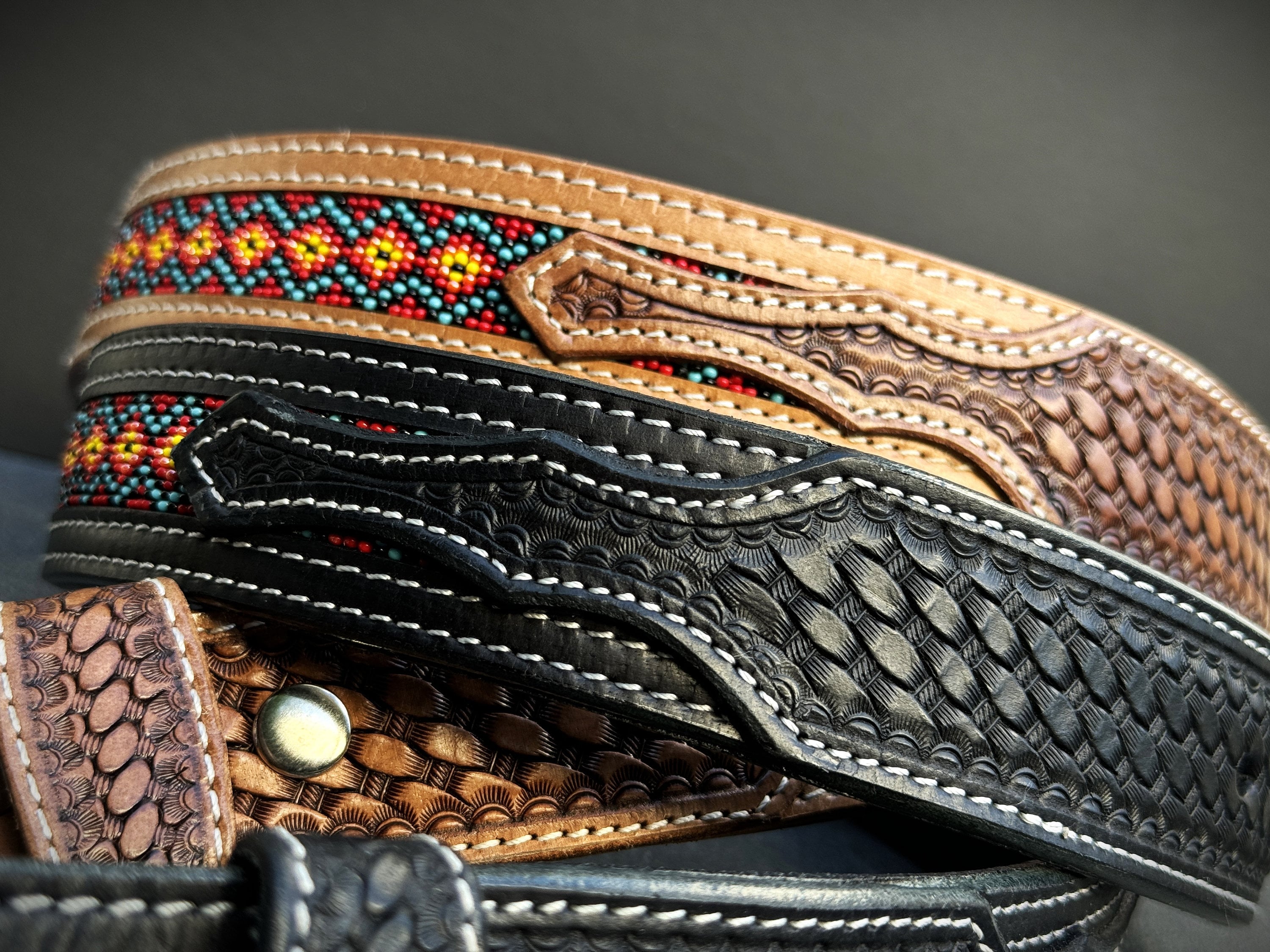 leather belt with removable buckle