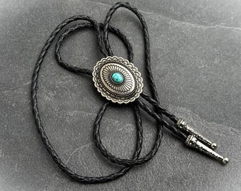 Cravatta Bolo in pietra turchese, cravatta Bolo Western personalizzata, cravatta Western per cowboy, cowgirl, matrimonio in campagna, abito da rodeo, regalo per la festa del papà