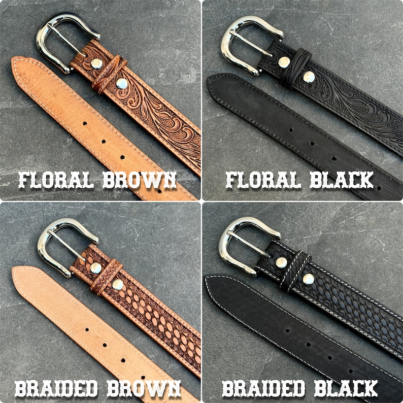 Handmade Tooled Leather Western Belt Floral Design Handmade Men's Belt ...