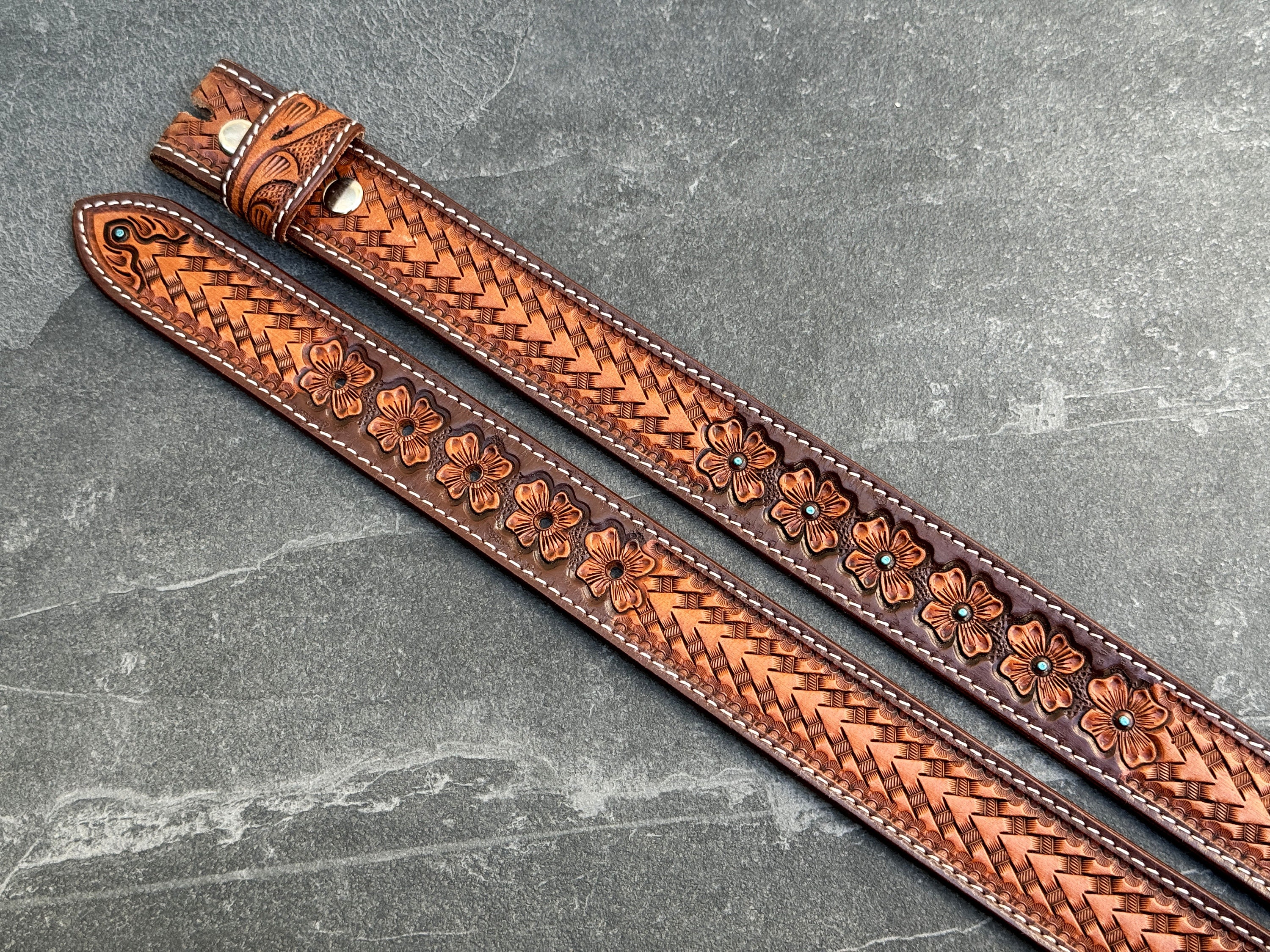 Handmade Men's Western Belt Genuine Full Grain Leather Heavy