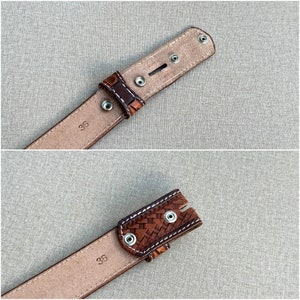 thumbnail image 2 of Men's Western Embossed Leather Belt – 1.5 Inch Wide – Brown – No Buckle – Handmade 2 of 3