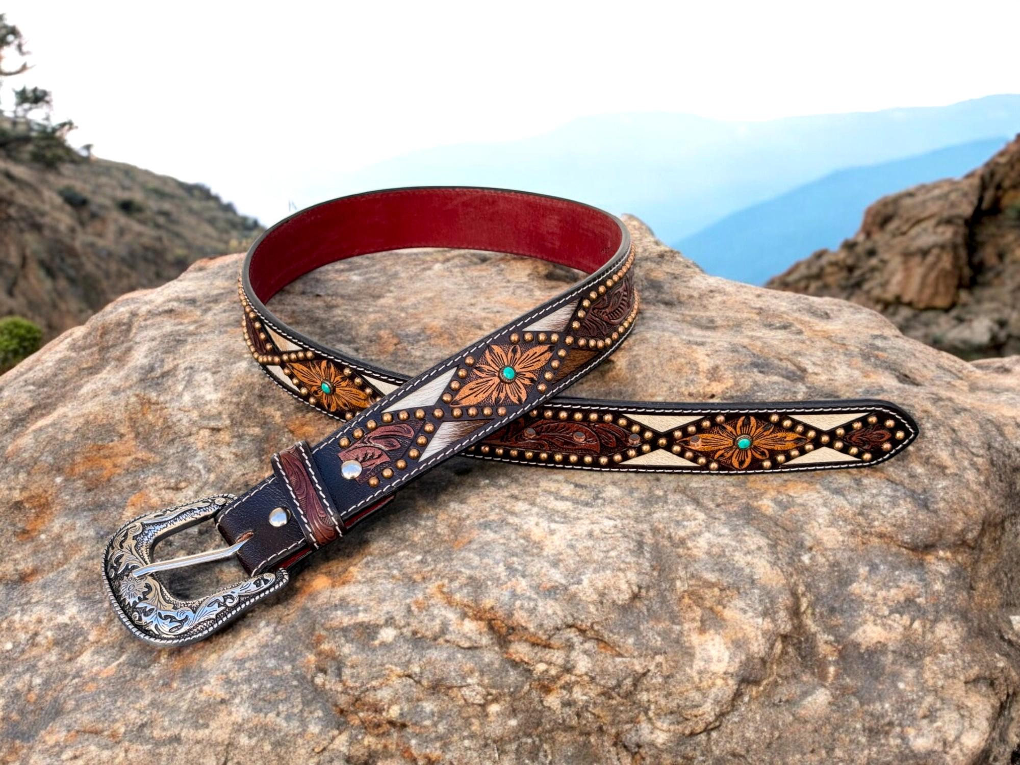 Cow Fur leather belt XL Cowhide Belts – Rock main image 2