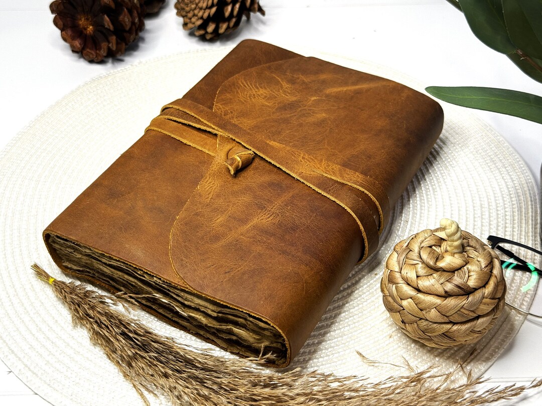 Personalized Vintage Genuine Leather Journal, Leather Cord Coptic Bound ...