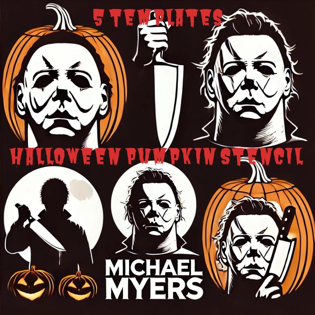 Michael Myers Pumpkin Stencil Bundle – 6 Unique Face Templates for ...