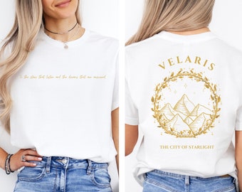Maglietta ACOTAR, maglietta Velaris, merchandising ACOTAR, merchandising SJM, maglietta Night Court, maglietta libresca, maglietta The City of Starlight, To the Stars Who Listen