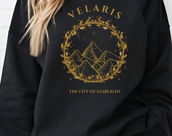 Felpa ACOTAR, Merchandising ACOTAR, Camicia Velaris, Camicia da Corte Notturna, Libri SJM, La Città delle Stelle, Colori Comfort, Camicia Feyre e Rhysand