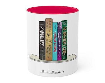 Custom Accent Mug, Book Stack Mug, 11 oz Mug, Book Spine Mug, Book Tower, Book Stack Art, Gift for Book Lovers, Gift for Teacher,Reading Mug