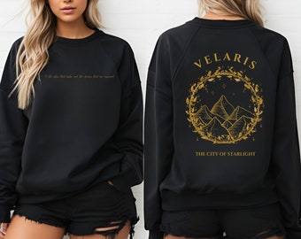 Felpa ACOTAR, Merchandising ACOTAR, Camicia Velaris, Camicia da Corte Notturna, Libri SJM, La Città delle Stelle, Colori Comfort, Camicia Feyre e Rhysand