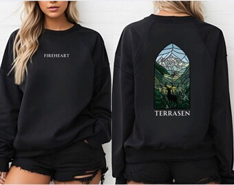 Throne of Glass Sweatshirt, Terrasen Design, Fireheart, Unisex Crewneck Jumper, Fan Gift, Book Lover Apparel