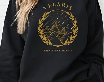 Felpa ACOTAR, Merchandising ACOTAR, Camicia Velaris, Camicia da Corte Notturna, Libri SJM, La Città delle Stelle, Colori Comfort, Camicia Feyre e Rhysand