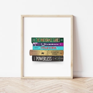 Custom Book Spine Art, Book Art, Personalized Bookshelf Art, Book Stack Digital Print, Gift for Reader, Book Tower Painting, Book Lover Gift