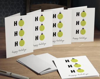 Funny Tennis Christmas Card Set: Holiday Tennis Ball Ornament