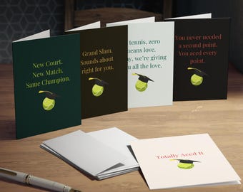 Funny Tennis Graduation Card Set of 5 | Tennis Player Grad Gift | Sports Graduation Cards