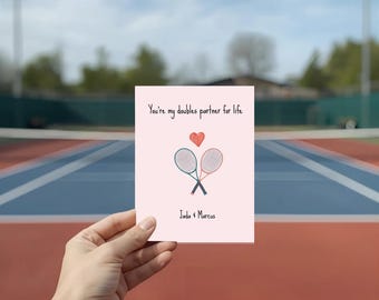 Custom Tennis Valentine Card, Doubles Partner for Life