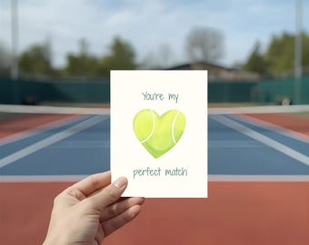 You Are My Perfect Match Tennis Valentine Card | Funny Tennis Love Card for Partner | Sports Valentine Greeting Card