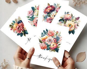 Floral Thank You Cards: Vibrant Bouquet Stationery Set (5 Pack)