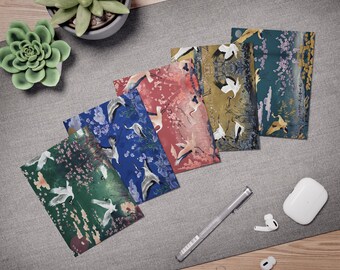Japanese Crane Greeting Cards Set (5 Pack): Minimalist Art Stationery