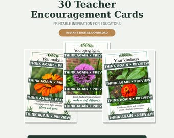 30 Teacher Encouragement Cards Printable, Inspirational Teacher Gift, Educator Appreciation, Classroom Decor, Digital Download