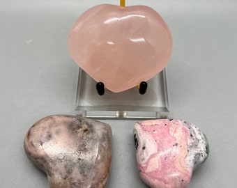 Natural Crystal Heart | Rhodonite Heart | Pink Amethyst Heart | Rose Quartz Heart | Love Stone | Valentine’s Day | Teachers’ Gift