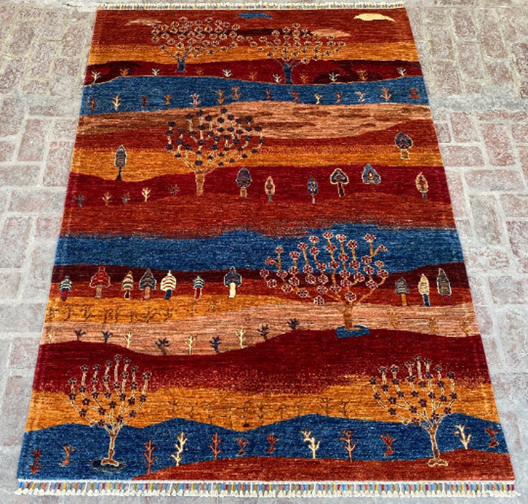 5x7 Ft Tree of Life Bohemian Rug, Hand Tufted Rug, Wool Rug, Living ...