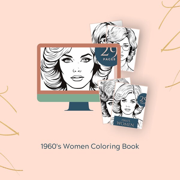 Retro Glam: 1960s Women Coloring Book - 29 Printable Adult Coloring Pages